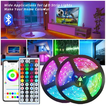 1 м 3 м 5 м 10 м 20 м 30 м Светодиодные Ленты RGB Лента Светодиодные фонари для Декора комнаты Bluetooth SMD5050 LED подсветка телевизора Цветные Ледяные фонари