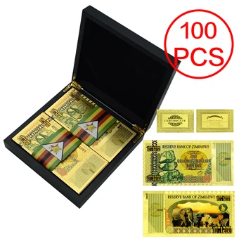 100 шт./кор. Резервный банк Зимбабве, оригинальные банкноты, золотые банкноты, Один Квадрингентиллион долларов Зимбабве, бумажные деньги с коробкой