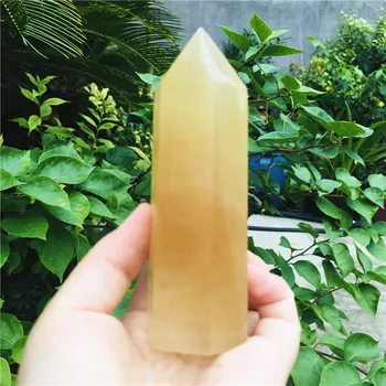 11 см Натуральный кристалл, желтая гипсовая палочка, украшение для дома