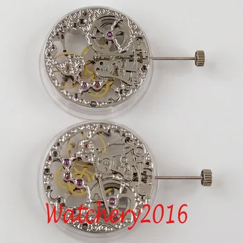 17 Драгоценных камней, серебряные азиатские мужские часы с полным скелетом, 6497/6498, механизм с ручным заводом