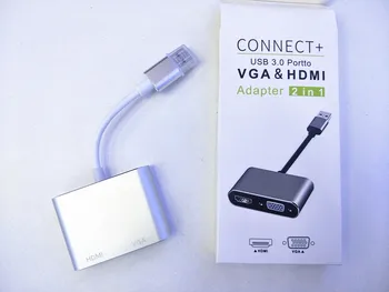 2 В 1 Адаптер VGA, совместимый с USB3.0 и HDMI, с разрешением 4K HD 1080P, с несколькими дисплеями, 2 в 1 Конвертер USB в HDMI, Аудио-видео кабель