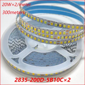 (2 точки сварки) 300 метров светодиодной ленты постоянного тока 2835-200 D-5B10C × 2 с 3 цветами светодиодной ленты шириной 7 мм 3000 К + 6500 К.