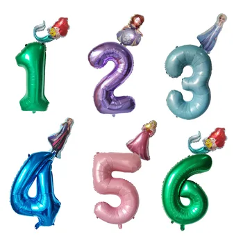 2шт Принцесса Диснея Белоснежка Замороженные воздушные шары Фольга Номер Принадлежности для Вечеринки в честь Дня рождения Baby Shower Украшение вечеринки для девочек