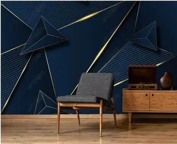 3d фотообои на стену Современные золотые линии абстрактные геометрические фигуры украшение комнаты Обои для стен в рулонах