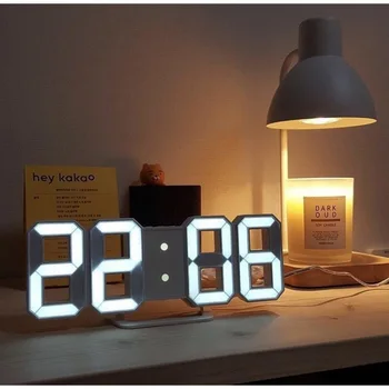 3D Цифровые часы LED USB Многофункциональные Умные современные Дата Температура Время Настольные Настенные Регулируемые Электронные часы