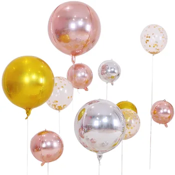 5 шт./лот, 10 18 22 Дюймов, 4D Круглые воздушные шары из алюминиевой Фольги, Металлические Воздушные шары, Свадебные украшения, для Вечеринки по случаю Дня Рождения, Гелиевые Баллоны