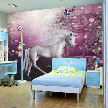 beibehang Настроить любой размер фресок papel de parede фотообои в рулоне Детские мультяшные лошадиные фрески 3d обои для спальни