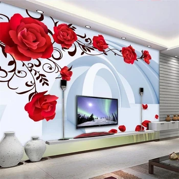 beibehang Пользовательские обои 3D фреска красная роза ТВ фон настенная живопись декоративная живопись гостиная спальня 3D обои