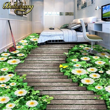 beibehang Пользовательские цветы, деревья, дорожка, настенные обои, 3D напольные картины, Гостиная, Спальня, виниловые самоклеящиеся обои