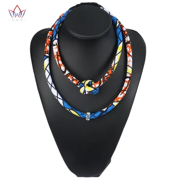 BRW Новый Дизайн, Красочный Африканский восковой принт, двухслойные бусы, Колье, ожерелья для женщин, Плетение из веревочной цепочки, ожерелье WYB12