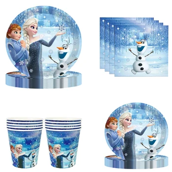 Disney Frozen happy birthday party бумажная Одноразовая Посуда Серии для 10 гостей baby shower girl favor event party decoration