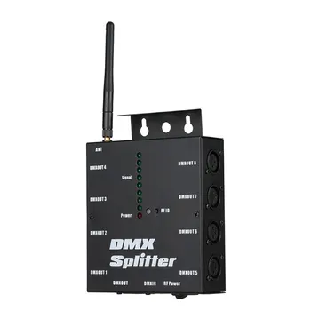 DMX Splitter Сценическое Освещение 8-Канальный Усилитель сигнала DMX512 с Беспроводным Разделителем сигнала DMX512 и Изолятором сигнала