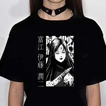 Junji Ito топ женская забавная манга аниме футболка женская забавная одежда в стиле харадзюку