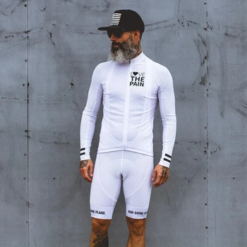Love The Pain Белый Велосипедный Трикотажный Костюм Usa Ciclismo Team Clothing 2022 Мужская Рубашка С Длинным рукавом, Шорты-Нагрудник, Дорожный Велосипедный Костюм Mtb