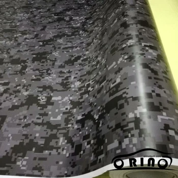 ORINO Камуфляжная цифровая черно-серая виниловая пленка, наклейка для обертывания автомобиля, безвоздушный пузырь, пиксельная наклейка для мотоцикла, грузовика