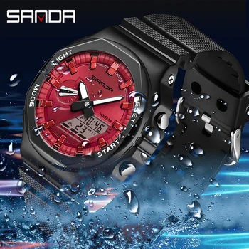 SANDA Новые Повседневные мужские часы 50 м Водонепроницаемые спортивные кварцевые часы для мужчин Наручные часы Digital G Style Shock Relogio Masculino