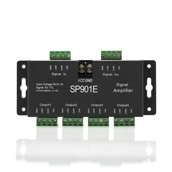 SP901E SPI светодиодный Усилитель сигнала для WS2812B WS2811 WS2813 Пиксельный Адресуемый выходной сигнал SPI 4 группы управления Усилителем DC5-24V
