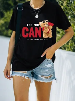YRYT/ Новая летняя женская Повседневная футболка с круглым вырезом, Свободная Летняя футболка с коротким рукавом, Женский топ большого размера 