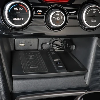 Автомобильное беспроводное зарядное устройство для телефона мощностью 15 Вт, быстрая зарядная пластина, держатель для зарядки Subaru Forester 2019 2020 2021 для iPhone 8 11