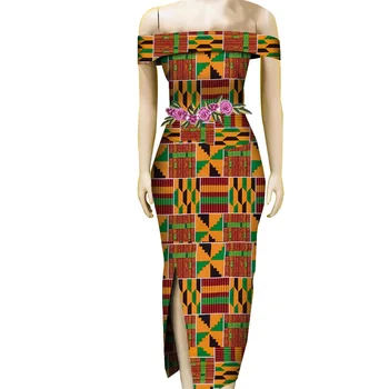 Африканское женское платье с открытыми плечами, Сексуальное Вечернее Элегантное платье, Платье по индивидуальному заказу, Размер платья