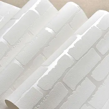Белые Кирпично-зернистые Белые нетканые липкие обои из гостиной, 3D наклейки на стены спальни, домашнее украшение, наклейки на стену