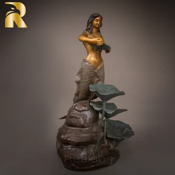 Бронзовая скульптура Русалки, Классическая бронзовая статуя Русалки, Знаменитая художественная поделка из бронзового литья для домашнего офиса, Декор, подарки