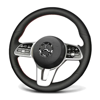 Верхний Кожаный Чехол для ручного Шитья Рулевого колеса из кожи с Отверстиями Подходит Для Mercedes Benz A Class 19-20 GLC GLB 2020 CLS 18-20