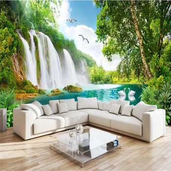 водопад бэйбехан Хуангуошу красивые пейзажи пейзаж ТВ фон стена на заказ большая фреска зеленые обои