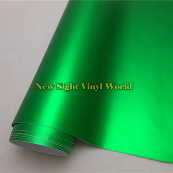 Высококачественная матовая хромированная зеленая виниловая обертка Без пузырьков воздуха для автомобильных обертываний