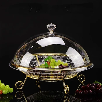 Гостиничная хрустальная кондитерская Тарелка для фруктов, высококачественная Высокая ваза для фруктов, прозрачный поднос с крышкой