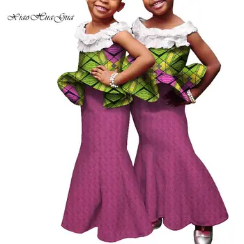 Детская одежда в африканском стиле для девочек, юбка и топы Bazin Riche Ankara с милым африканским принтом, Наряды для детей, одежда для близнецов WYT565