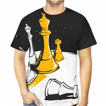 Дизайн шахматной игры, Летние мужские футболки с шахматным дизайном, свободные топы из полиэстера с 3D принтом, быстросохнущие, короткий рукав