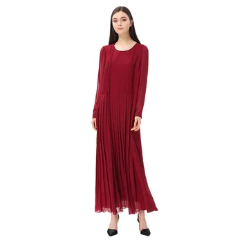 Дизайнерские шелковые платья для женщин из высококачественного натурального шелка, Длинное Свободное Винтажное платье Известного люксового бренда, Модное Элегантное вино