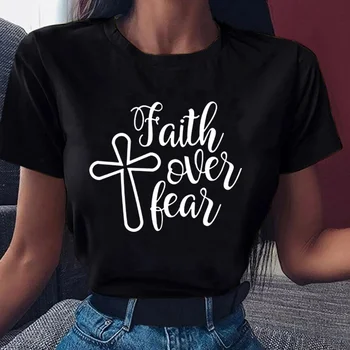 Женская повседневная модная футболка в стиле Харадзюку с принтом Веры Иисуса, короткий рукав, Летняя новая футболка, Свободная блузка с круглым вырезом