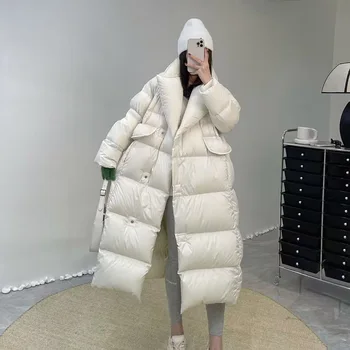 Зимнее пальто 2023, женское длинное пальто на теплом утином пуху