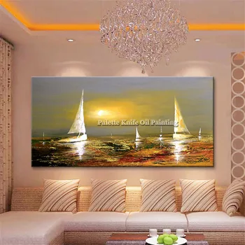 Золотая художественная картина под парусом на холсте quadros caudros decoration Акриловая абстрактная настенная художественная картина для домашнего декора гостиной