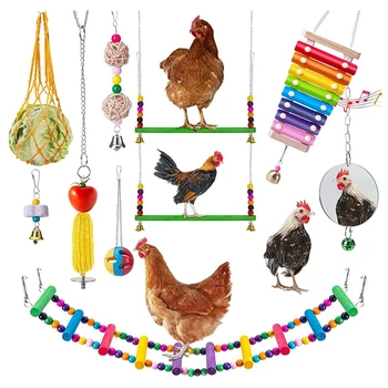 Игрушки-цыплята для кур, игрушка-ксилофон, Игрушки-качели для моста, игрушки-клювики для цыплят, Зеркальные игрушки для цыплят