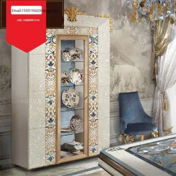 Итальянский роскошный винный шкаф из массива дерева в европейском стиле, вилла палас, неоклассические стеклянные шкафчики