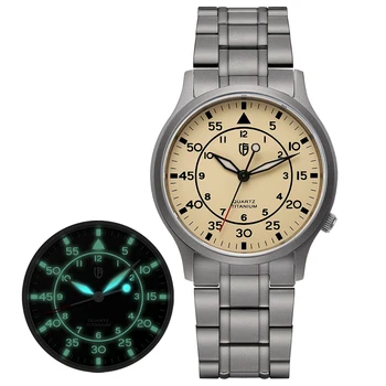 Кварцевые часы BERNY Titanium с сапфировым покрытием, спортивные наручные часы с подсветкой Seiko VH31, водонепроницаемые мужские часы-пилот 5ATM, винтажные часы для пилотов