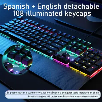 Колпачки для клавиш DIY Keyboard Key Caps, Стильные испанские механические Колпачки для клавиш с подсветкой, Аксессуары для ПК