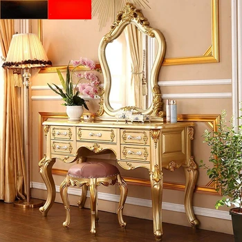 Комод в европейском Стиле, стол для макияжа из массива дерева, Туалетное зеркало для принцессы в главной спальне, Мини-комод для маленькой квартиры