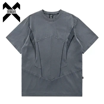 Летняя тактическая футболка 2023, мужская технологичная одежда, дизайн в стиле пэчворк, Функциональная футболка, уличная одежда, Футболка Harajuku, Черные футболки, топы