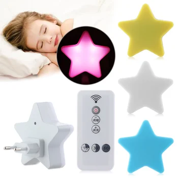 Мини-Мультяшные Звездные ночные огни с дистанционным сенсорным управлением Прикроватный настенный светильник для детской комнаты, ночник для сна в детской спальне