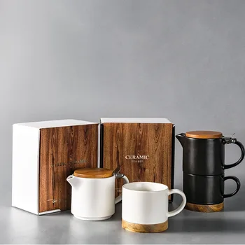 Набор керамических кружек ручной работы в Японском стиле, Кофейная чашка с крышкой, Чайный набор с фильтруемыми остатками, Портативный Дорожный Чайный набор