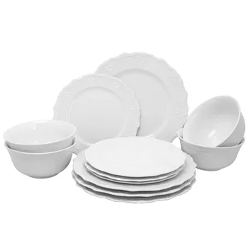 Набор посуды для шведского стола с морскими гребешками белого цвета, на 12 блюд 