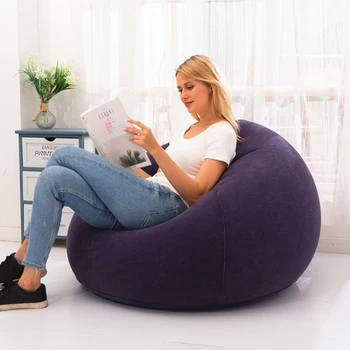 Надувной флокированный диван Одноместный Ленивый диван-кресло Складной Диван для отдыха на открытом воздухе