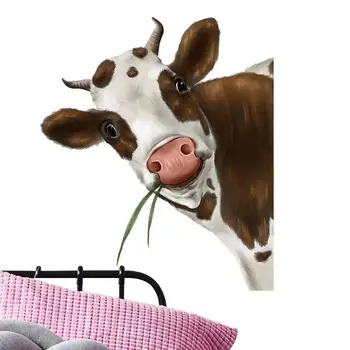 Наклейки с изображением Коровы На окне, Реалистичные Наклейки С Принтом Выглядывающей Коровы, Реалистичные Забавные Милые Животные на тему Фермы, Наклейка на Окна