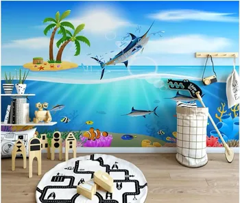 Настенная роспись на заказ 3D фотообои Современная акула рыба школа детская комната обустройство дома гостиная обои для стен 3 d