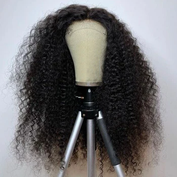 Натуральный черный длинный мягкий 26 дюймов 180-плотный кудрявый парик на кружеве спереди для женщин, BabyHair, бесклеевой, предварительно выщипываемый ежедневно, термостойкий
