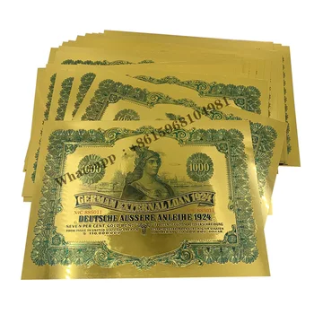 Новая золотая немецкая облигация с другим серийным номером, банкнота из золотой фольги стоимостью 1000 долларов, Немецкий художественный пластик С УФ-подсветкой Для коллекционного подарка